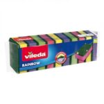 Multi-colored Vileda Rainbow medium foam scourer sponges in 10 piece packaging