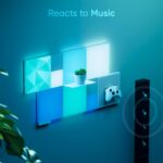 Modular Nanoleaf Blocks Combo XL square light panels on a living room wall