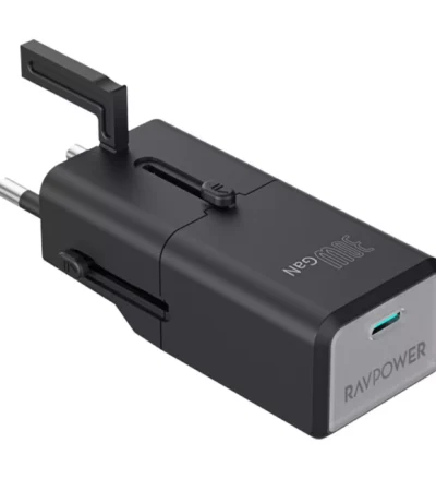 Compact black Ravpower 30W USB-C wall charger with Power Delivery