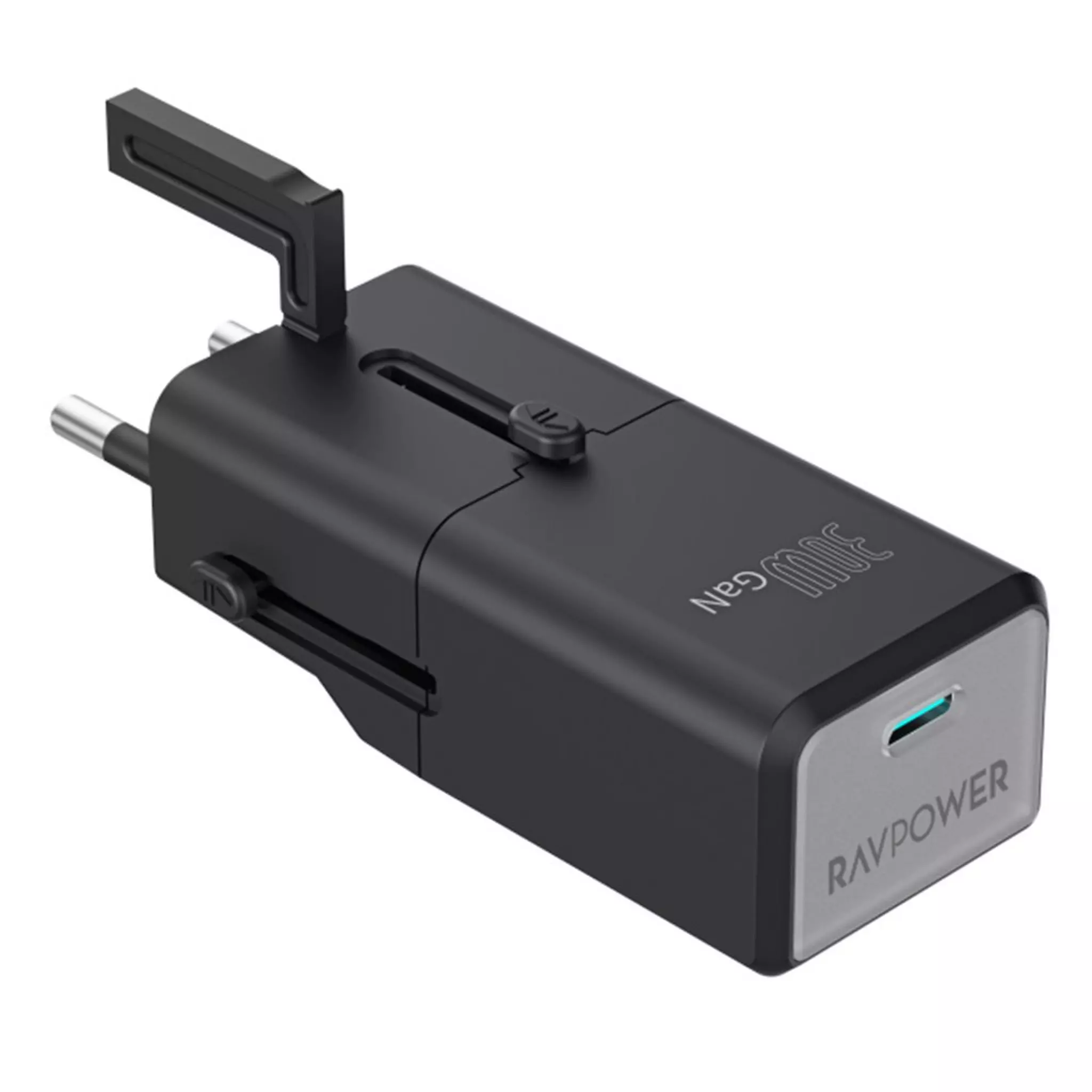 ravpower-rp-pc1060-30w-mini-adapter-black Compact black Ravpower 30W USB-C wall charger with Power Delivery