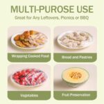 Clear elastic plastic food covers stretched over various kitchen bowls