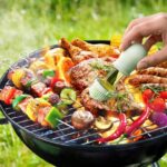 2-in-1 glass oil dispenser bottle with blue silicone brush and dropper