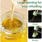 2-in-1 glass oil dispenser bottle with blue silicone brush and dropper