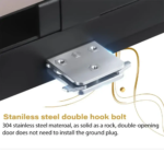 Smart glass door lock with fingerprint scanner and glowing keypad on a frameless glass door