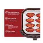 50 pieces of white square 20cm air fryer paper liners with high sides