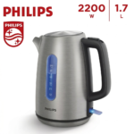 Philips 1.7 L stainless steel electric kettle with blue LED light