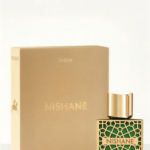 Gold-labeled bottle of Nishane Shem Extrait de Parfum with black cap.