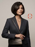 A female model featuring the Jimmy Choo Sweetie Dégradé Glitter Plexi Clutch Bag Women