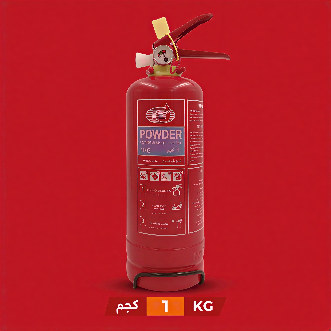 dry-powder-fire-extinguisher-1kg-red-cylinder Red 1kg dry powder fire extinguisher with pressure gauge and safety pin