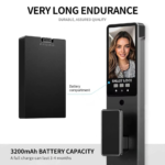 smart door lock featuring 3D face recognition, fingerprint sensor, and built-in camera.