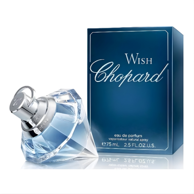 Chopard Wish Eau de Parfum 75ml perfume bottle with packaging box