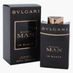 Bvlgari Man In Black 100ml matte black perfume bottle with gold accents.