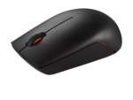 Lenovo 300 Wireless Compact Mouse in black, showing the scroll wheel and sleek design