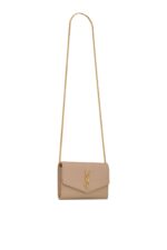 Saint Laurent Uptown Wallet in black grain de poudre leather with gold YSL logo