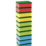 Multi-colored Vileda Rainbow medium foam scourer sponges in 10 piece packaging