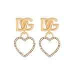 Dolce & Gabbana Heart Logo Drop Earrings Gold