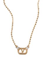 Valentino Garavani Ovalette Crystal Embellished Necklace Gold