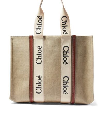 Chloé Woody Large Tote Bag in Beige/Brown