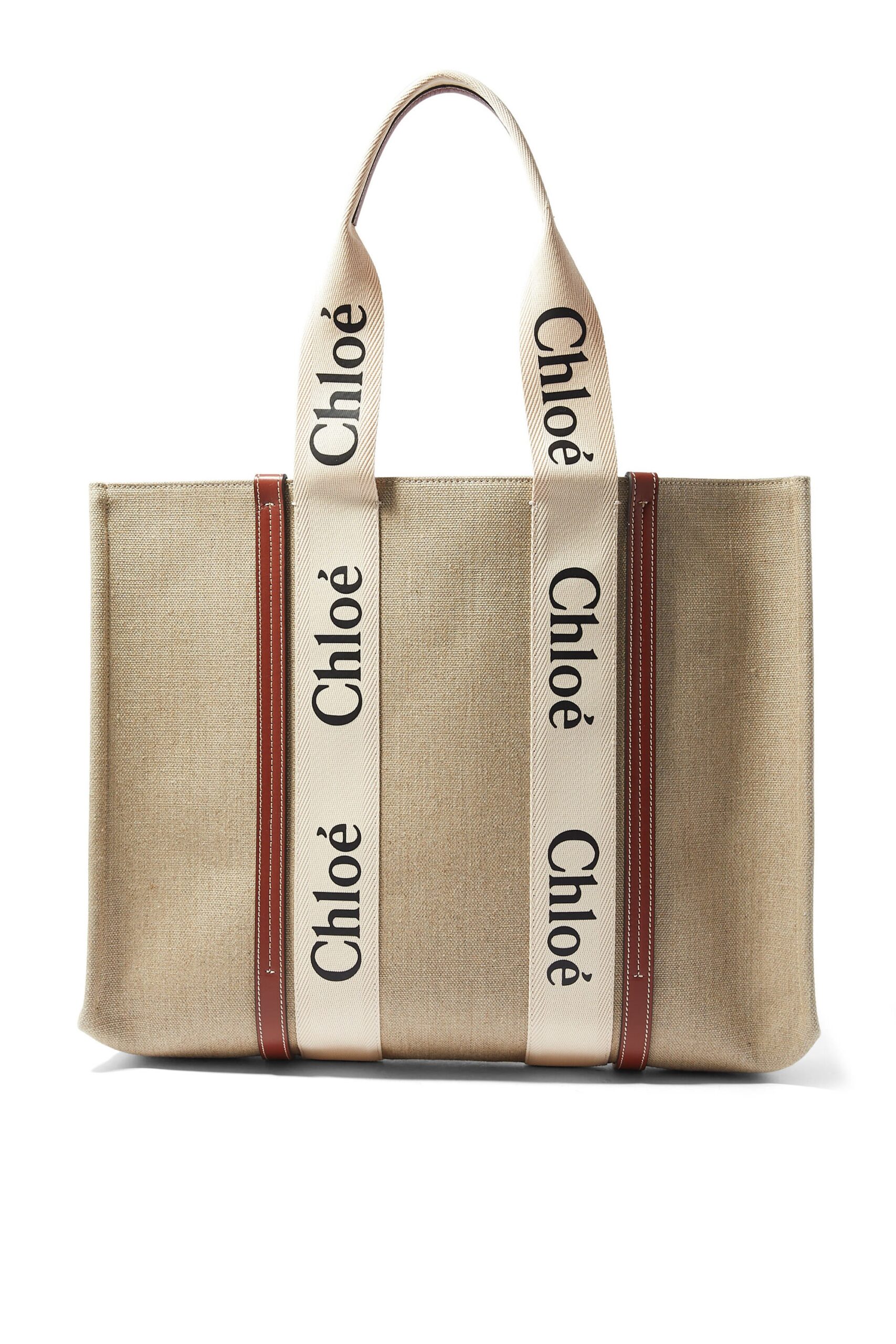Chloé-Designer-Woody-Large-Tote-Bag Chloé Woody Large Tote Bag in Beige/Brown