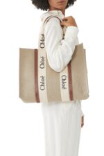 Chloé Woody Large Tote Bag in Beige/Brown