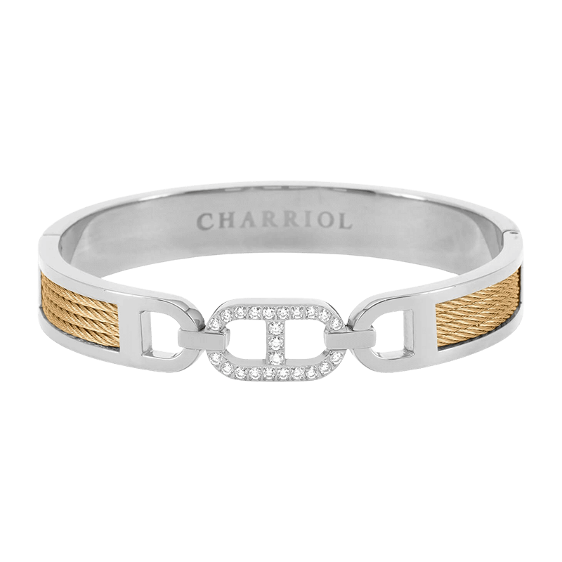 Charriol-Buzio-Bangle-Elegant-Women’s-Bracelet Charriol Buzio Bangle Stainless Steel 23 CZ Stones