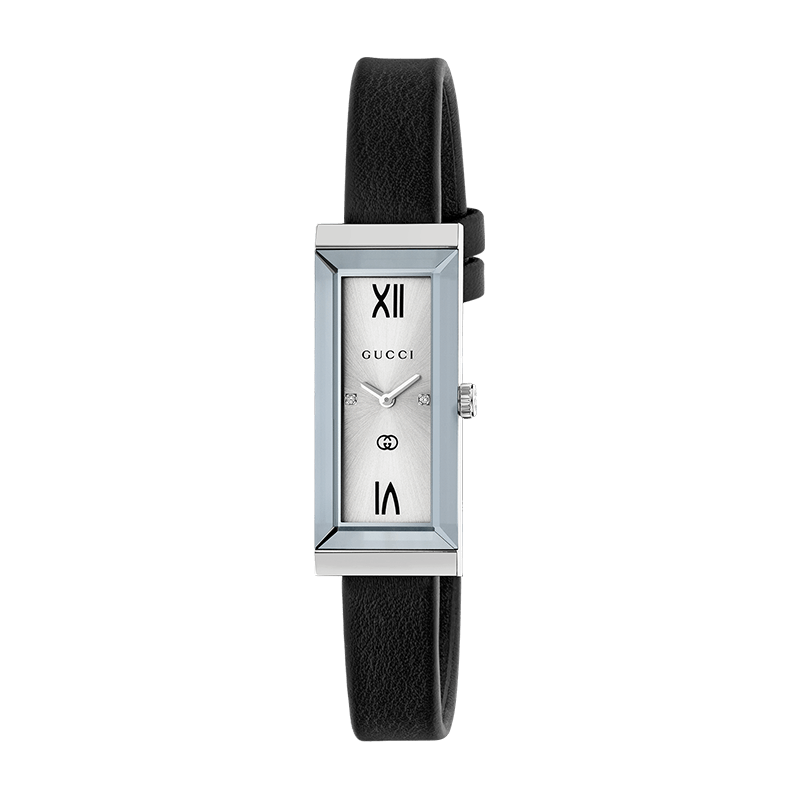 Gucci-G-Frame-Watch-YA127515-Silver-Dial-Designer-Watch Gucci G-Frame Watch YA127515 Silver Dial Black Leather Strap Women’s Watch