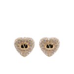 Valentino Garavani Crystal Heart VLogo Clip-On Earrings Multi Colour