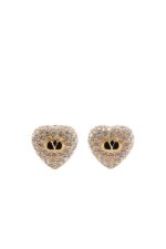 Valentino Garavani Crystal Heart VLogo Clip-On Earrings Multi Colour
