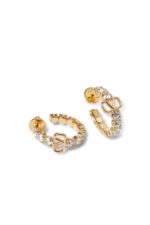 Valentino Garavani VLogo Signature Crystal Half Hoop Earrings Gold