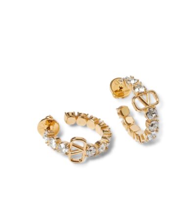 Valentino Garavani VLogo Signature Crystal Half Hoop Earrings Gold