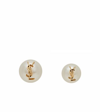 Saint Laurent Cassandre Pearl Earrings Gold