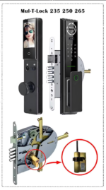 S09 Smart Lock with dual cameras and digital display on a modern door