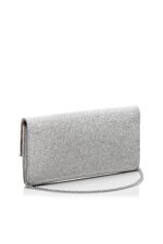Jimmy Choo Emmie glitter leather clutch bag with detachable crossbody chain