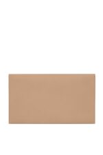 Front view of Saint Laurent Uptown Pouch in black grained leather with gold YSL logo