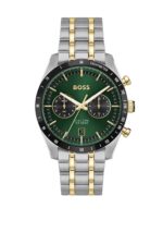 Front view of BOSS Tourmaster Two-Tone Bracelet Watch in stainless steel