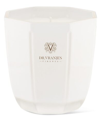 Dr. Vranjes Ginger Lime scented candle in an iridescent pearl handblown glass vessel