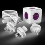 Orchid Purple PowerCube Rewirable with four interchangeable international travel plugs.