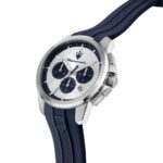 Maserati Successo Men's chronograph watch with blue silicone strap and 42mm case.