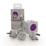 Orchid Purple PowerCube Rewirable with four interchangeable international travel plugs.