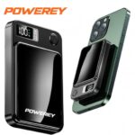 Powerey 10000mAh MagSafe power bank with LCD screen and built-in cables