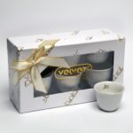 Set of 12 white Arabic coffee cups with a traditional 70 ml capacity