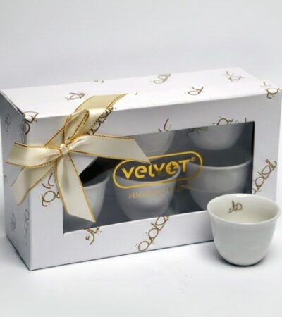 Set of 12 white Arabic coffee cups with a traditional 70 ml capacity