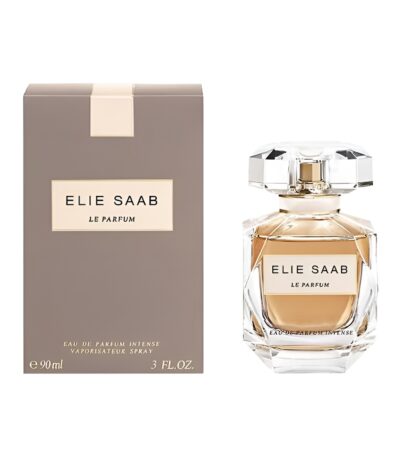 Clear jewel-cut glass bottle of Elie Saab Le Parfum Eau de Parfum 90ml.