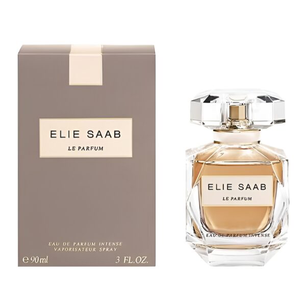 Clear jewel-cut glass bottle of Elie Saab Le Parfum Eau de Parfum 90ml.