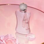 The iconic pink bottle of Parfums de Marly Delina Eau de Parfum with tassel