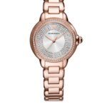 Emporio Armani Mia 32mm stainless steel watch with a white minimalist dial.