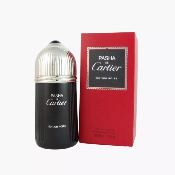 100ml bottle of Pasha de Cartier Edition Noire showing the metallic cap and black gradient glass.