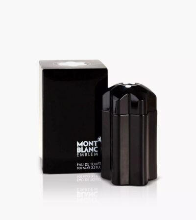 100ml black designer bottle of Montblanc Emblem EDT featuring the iconic star shape.