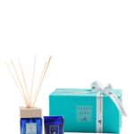Acqua dell’Elba Notte d’Estate home diffuser and candle in deep blue glass bottles.