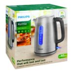 Philips 1.7 L stainless steel electric kettle with blue LED light